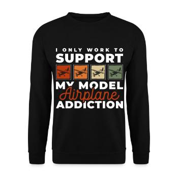 Model Airplane Model Flying Model Making - Unisex Sweatshirt - black - Front - Alina (178cm) & Michal (187cm)