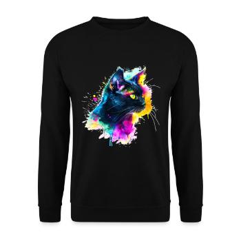 Chat Noir, schwarze Katze - Unisex Pullover - Schwarz - Vorne - Alina (178cm) & Michal (187cm)