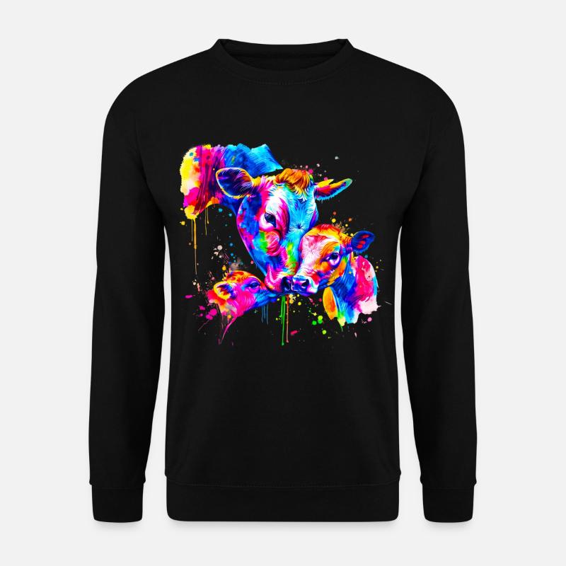 Kuh mit 3 Kälbern - Unisex Pullover - Schwarz
