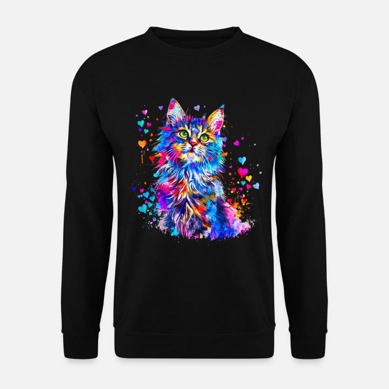 Chat mignon avec des coeur - Sweat-shirt Unisexe - noir