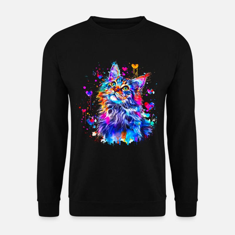 Katze, Kätzchen, Maine Coon - Unisex Pullover - Schwarz