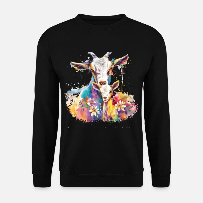 Goat with her calf - Unisex Sweatshirt - black
