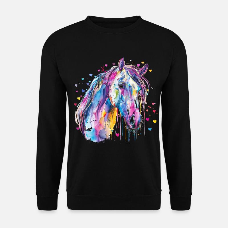Pferd mit Herz - Unisex Pullover - Schwarz