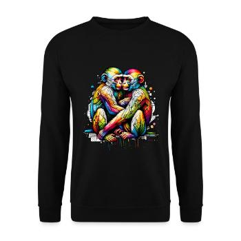 Neon Nexus - Embrace Monkeys - Unisex Pullover - Schwarz - Vorne - Alina (178cm) & Michal (187cm)