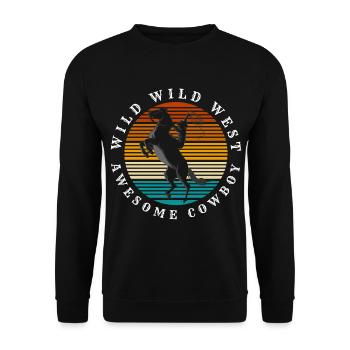 Revolver équestre du Far West Western - Sweat-shirt Unisexe - noir - Devant - Alina (178cm) & Michal (187cm)