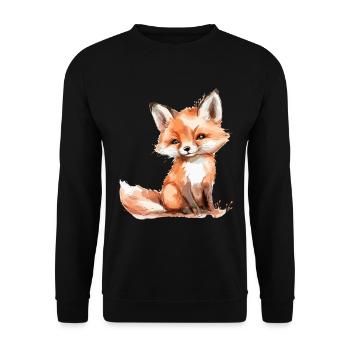 Babyfuchs, süßer kleiner Fuchs - Unisex Pullover - Schwarz - Vorne - Alina (178cm) & Michal (187cm)