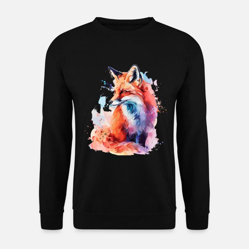 Aquarell Fuchs, Fuchs - Unisex Pullover - Schwarz
