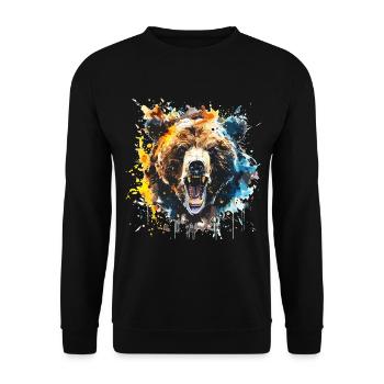 Grizzly, ours, bear - Sweat-shirt Unisexe - noir - Devant - Alina (178cm) & Michal (187cm)