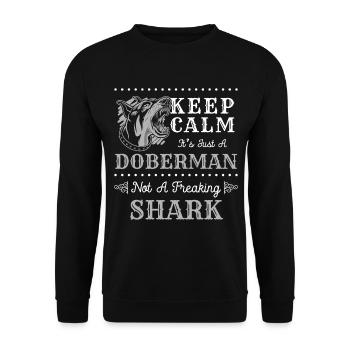 Dobermann Hunderasse Diensthund Hundetraining - Unisex Pullover - Schwarz - Vorne - Alina (178cm) & Michal (187cm)