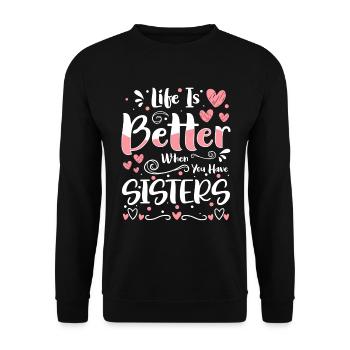 Frère Ou Sœur, Enfant, Doux, Coeur - Sweat-shirt Unisexe - noir - Devant - Alina (178cm) & Michal (187cm)