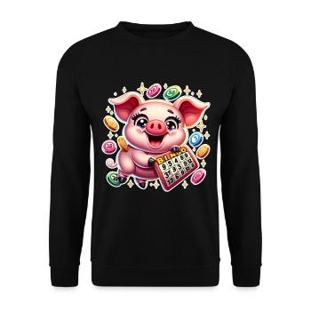 loto, cochon, bingo - Sweat-shirt Unisexe - noir - Devant - Alina (178cm) & Michal (187cm)