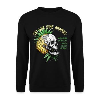 Pineapple Skull / Pineapple Skull / Fruit FS0209 - Unisex Sweatshirt - black - Front - Alina (178cm) & Michal (187cm)