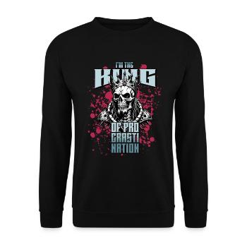 König der Prokrastination Skull / Totenkopf FS0214 - Unisex Pullover - Schwarz - Vorne - Alina (178cm) & Michal (187cm)