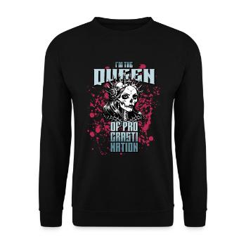 Queen Procrastination Skull // Skull FS0217 - Unisex Sweatshirt - black - Front - Alina (178cm) & Michal (187cm)