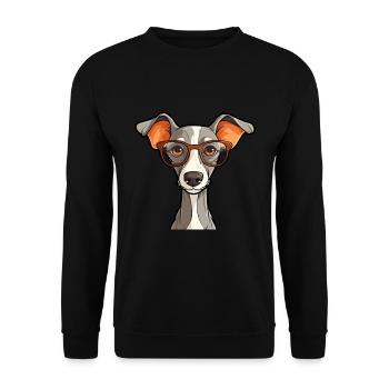 Italienischer Windhund Hunderasse Aquarell Karikatur Kaw - Unisex Pullover - Schwarz - Vorne - Alina (178cm) & Michal (187cm)