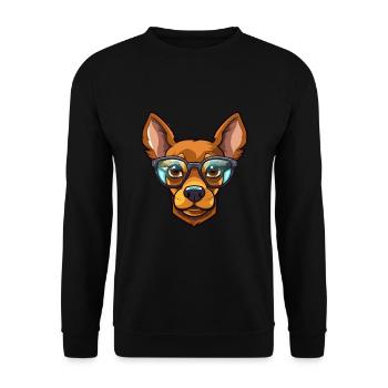 Miniatur Pinscher Hund Rasse Aquarell Cartoon Ka - Unisex Pullover - Schwarz - Vorne - Alina (178cm) & Michal (187cm)