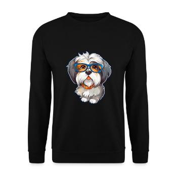 Havanese Dog Breed Watercolor Cartoon Kawaii Glass - Unisex Sweatshirt - black - Front - Alina (178cm) & Michal (187cm)