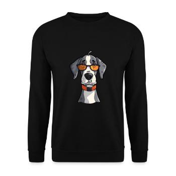 Große Dogge Hunderasse Aquarell Karikatur Kawaii Gla - Unisex Pullover - Schwarz - Vorne - Alina (178cm) & Michal (187cm)
