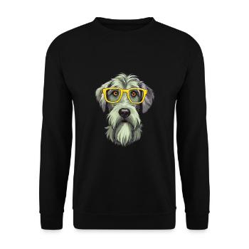 Irish Wolfhound Chien Race Aquarelle Dessin Animé Kawai - Sweat-shirt Unisexe - noir - Devant - Alina (178cm) & Michal (187cm)