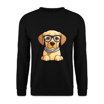 Labrador Retriever Hunderasse Aquarell Karikatur Ka - Unisex Pullover - Schwarz - Vorne - Alina (178cm) & Michal (187cm)