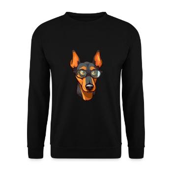 Doberman chien race aquarelle dessin animé Kawaii verre - Sweat-shirt Unisexe - noir - Devant - Alina (178cm) & Michal (187cm)