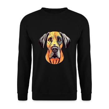 Große Dogge Hund Rasse Aquarell Karikatur Kawaii Col - Unisex Pullover - Schwarz - Vorne - Alina (178cm) & Michal (187cm)