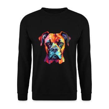 Boxer chien race aquarelle dessin animé kawaii coloré - Sweat-shirt Unisexe - noir - Devant - Alina (178cm) & Michal (187cm)