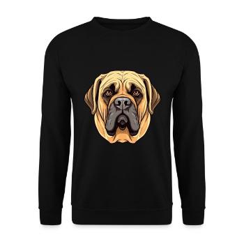 Englische Dogge Hunderasse Aquarell Cartoon Kawai - Unisex Pullover - Schwarz - Vorne - Alina (178cm) & Michal (187cm)