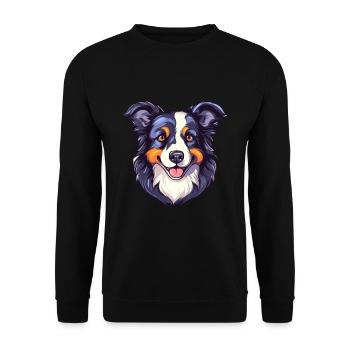 Border Collie Dog Breed Watercolor Cartoon Kawaii - Unisex Sweatshirt - black - Front - Alina (178cm) & Michal (187cm)