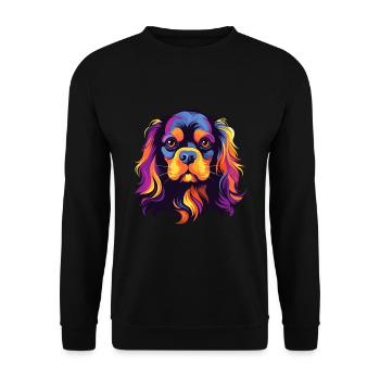 Cavalier King Charles Spaniel chien race aquarelle - Sweat-shirt Unisexe - noir - Devant - Alina (178cm) & Michal (187cm)