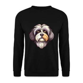 Havaneser Hund Rasse Aquarell Karikatur Kawaii Farbe - Unisex Pullover - Schwarz - Vorne - Alina (178cm) & Michal (187cm)