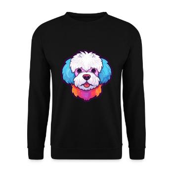 Bichon Frise chien race aquarelle dessin animé Kawaii C - Sweat-shirt Unisexe - noir - Devant - Alina (178cm) & Michal (187cm)