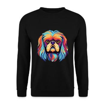 Pekingese Dog Breed Watercolor Cartoon Kawaii Colo - Unisex Sweatshirt - black - Front - Alina (178cm) & Michal (187cm)