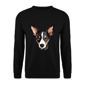 Spielzeug Foxterrier Hunderasse Aquarell Karikatur Kawai - Unisex Pullover - Schwarz - Vorne - Alina (178cm) & Michal (187cm)