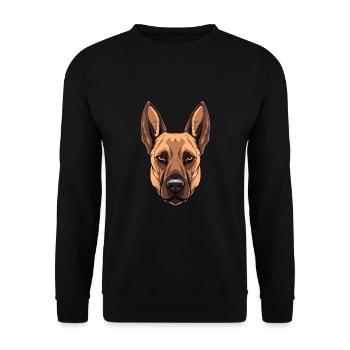Belgian Malinois Dog Breed Watercolor Cartoon Kawa - Unisex Sweatshirt - black - Front - Alina (178cm) & Michal (187cm)