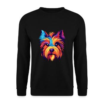 Silky Terrier Hunderasse Aquarell Karikatur Kawaii - Unisex Pullover - Schwarz - Vorne - Alina (178cm) & Michal (187cm)