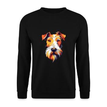 Draht Foxterrier Hunderasse Aquarell Karikatur Kawa - Unisex Pullover - Schwarz - Vorne - Alina (178cm) & Michal (187cm)