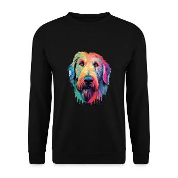 Irish Wolfhound chien race aquarelle dessin animé Kawai - Sweat-shirt Unisexe - noir - Devant - Alina (178cm) & Michal (187cm)