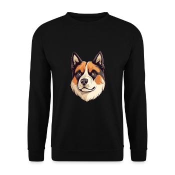 Akita Dog Breed Watercolor Cartoon Kawaii Colorful - Unisex Sweatshirt - black - Front - Alina (178cm) & Michal (187cm)