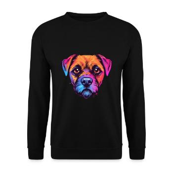Border Terrier Dog Breed Watercolor Cartoon Kawaii - Unisex Sweatshirt - black - Front - Alina (178cm) & Michal (187cm)