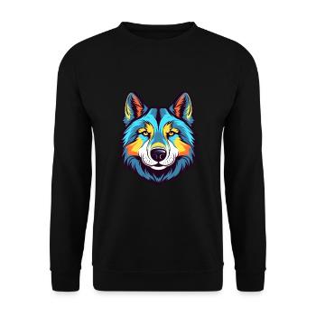 Husky sibérien chien race aquarelle dessin animé Kawaii - Sweat-shirt Unisexe - noir - Devant - Alina (178cm) & Michal (187cm)