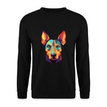 Dobermann Pinscher Hunderasse Aquarell Karikatur Kaw - Unisex Pullover - Schwarz - Vorne - Alina (178cm) & Michal (187cm)