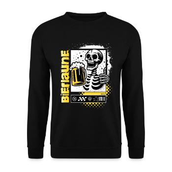 Bierlaune Skull / Totenkopf Biergarten Bier FS0225 - Unisex Pullover - Schwarz - Vorne - Alina (178cm) & Michal (187cm)
