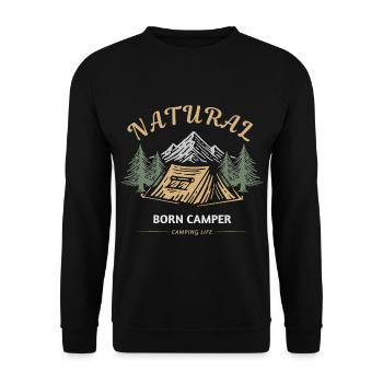 Campeur né Vie de camping - Sweat-shirt Unisexe - noir - Devant - Alina (178cm) & Michal (187cm)