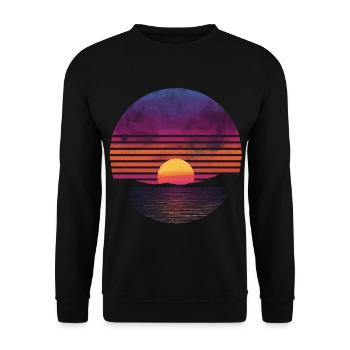 Rétro coucher de soleil extérieur océan des années 80 Vintage - Sweat-shirt Unisexe - noir - Devant - Alina (178cm) & Michal (187cm)