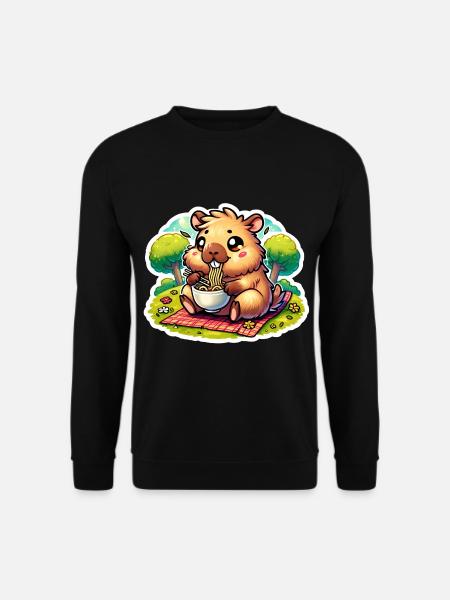 Capybara Ramen Kawaii Anime - Unisex Sweatshirt - black