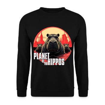 Planet of the hippos - Unisex Sweatshirt - black - Front - Alina (178cm) & Michal (187cm)