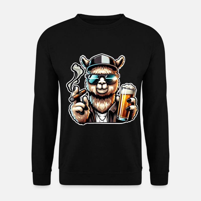 Alpaka Bier Zigarre - Unisex Pullover - Schwarz