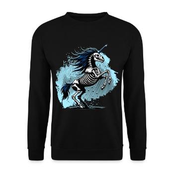 Unicorn Skull // Skelett Einhorn FS0237 - Unisex Pullover - Schwarz - Vorne - Alina (178cm) & Michal (187cm)