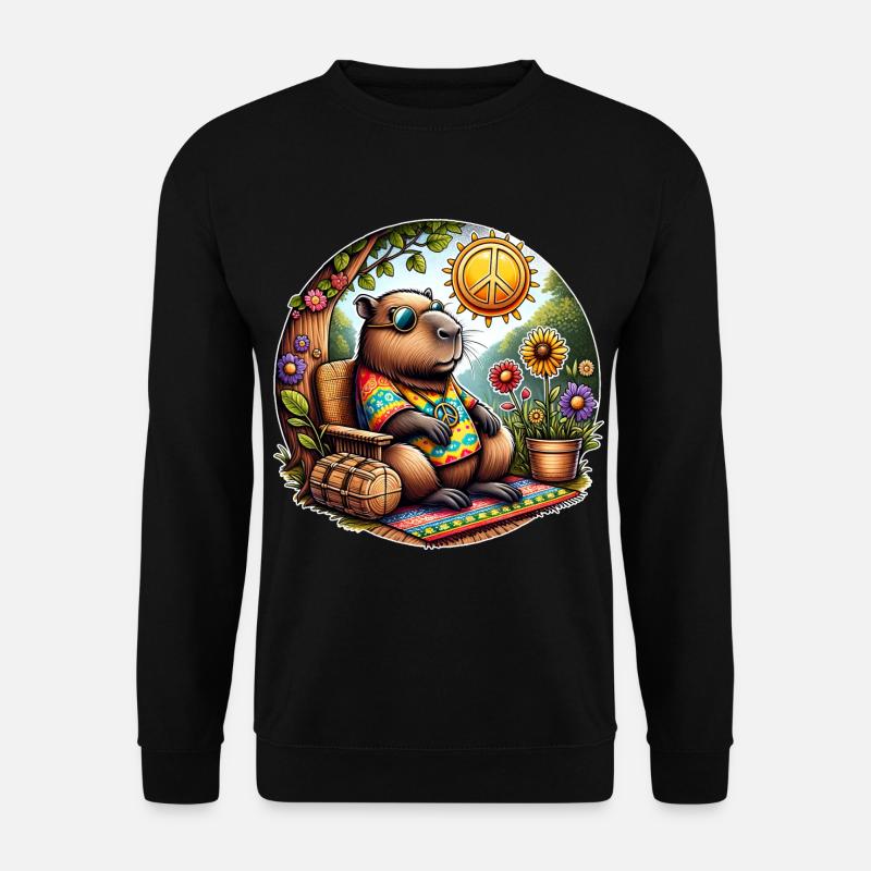 Capybara Hippie Peace - Unisex Pullover - Schwarz